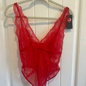 New Mesh Lace Bodysuit Deep V